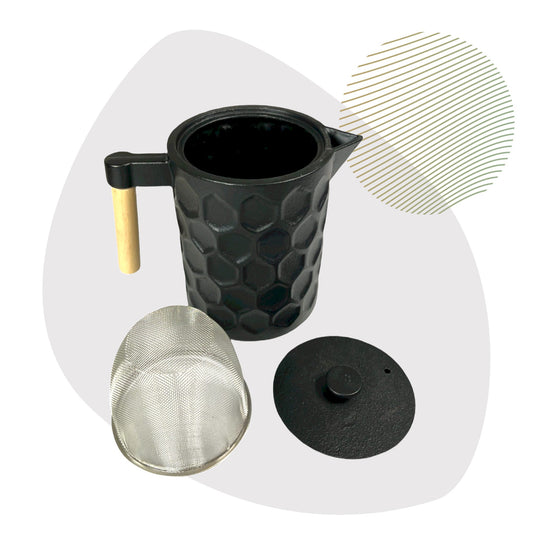 Ja-Unendlich Theepot gietijzer Kabo 1,2l zwart zeef binnenkant
