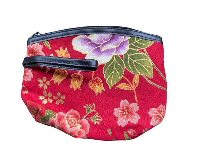 Japans Etui bloemenpatroon rood met goud