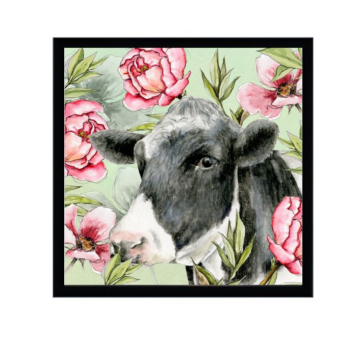 Julien Deluxe Prent Koe in zwarte kader
