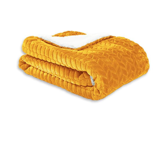 Kussoo Plaid Leaf Okergeel 130x170cm