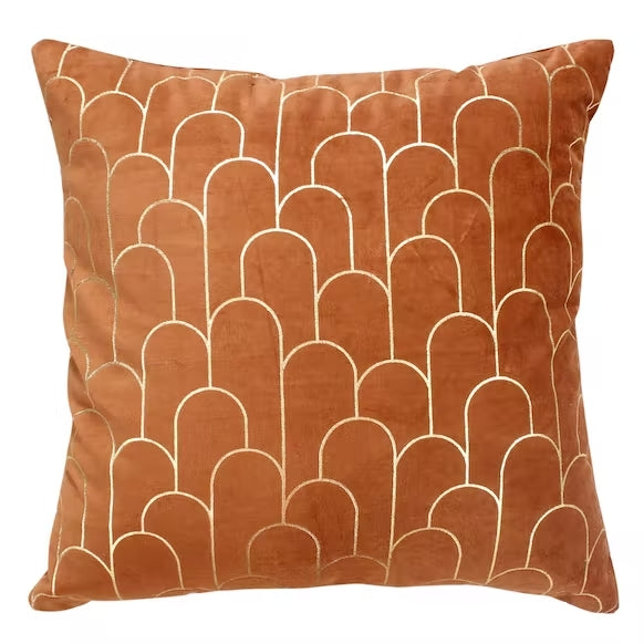 Lime-Light Kussen Art Deco Velvet fluweel Cognac Oranje 50x50cm