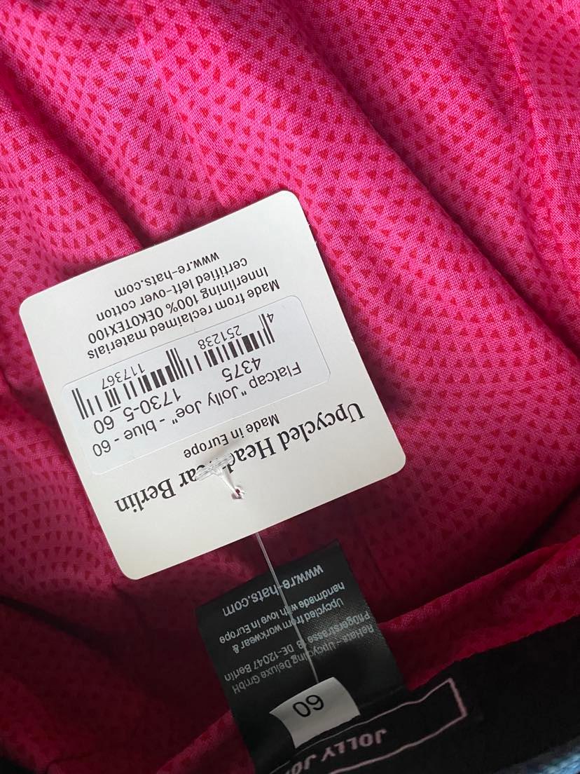 ReHats Berlin Flatcap Jolly Joe blauw jeans M60 binnenkant