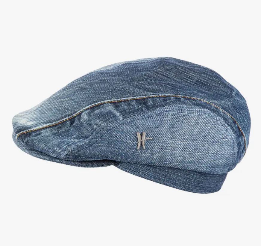 ReHats Berlin Flatcap Jolly Joe blauw jeans M60 zijkant