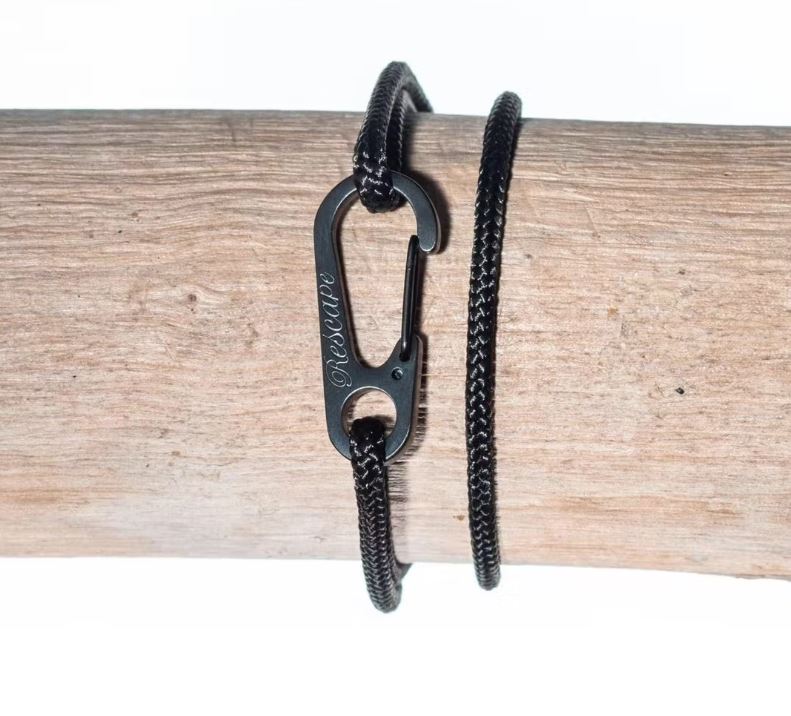 Rescapé France Herenarmband paracord Le Roc d'Enfer Mousqueton Noir