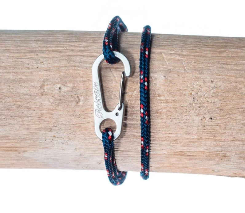 Rescapé France Herenarmband voor mannen paracord Le Pic Du Midi Mousqueton Gris