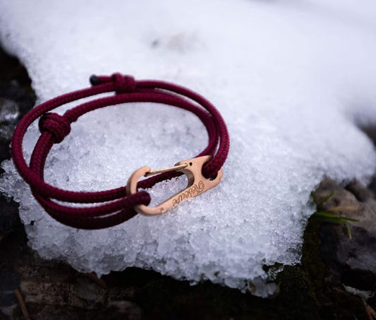 Rescapé France Herenarmband paracord La Tournette Mousqueton Or Rose schuifknopen