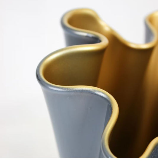 Signature Home Collection Glazen Vaas Grijs Goud Detail