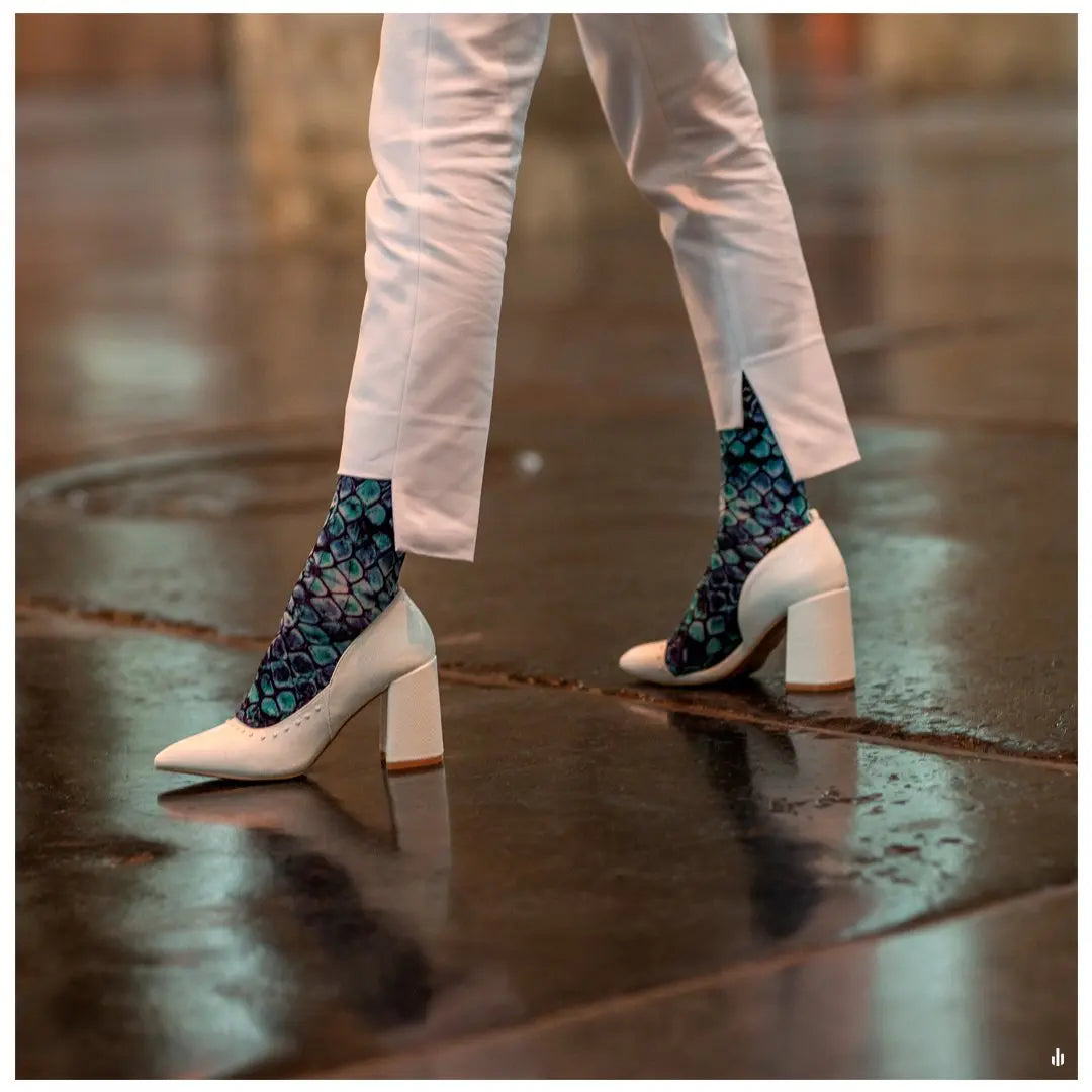 Sock My Feet Damessok Sock My Reptile model witte schoenen