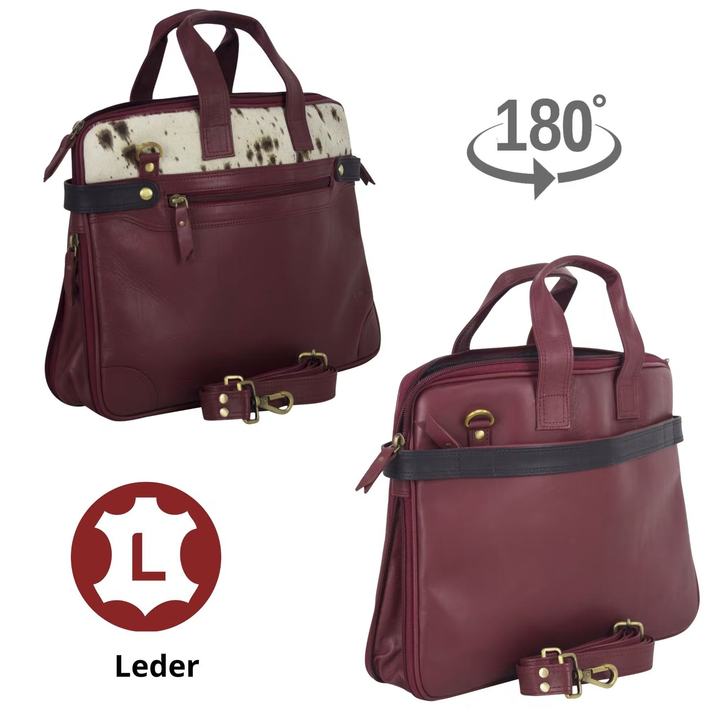 Sunsa Creations Dames leren Laptoptas A4 bordeaux 15” 180