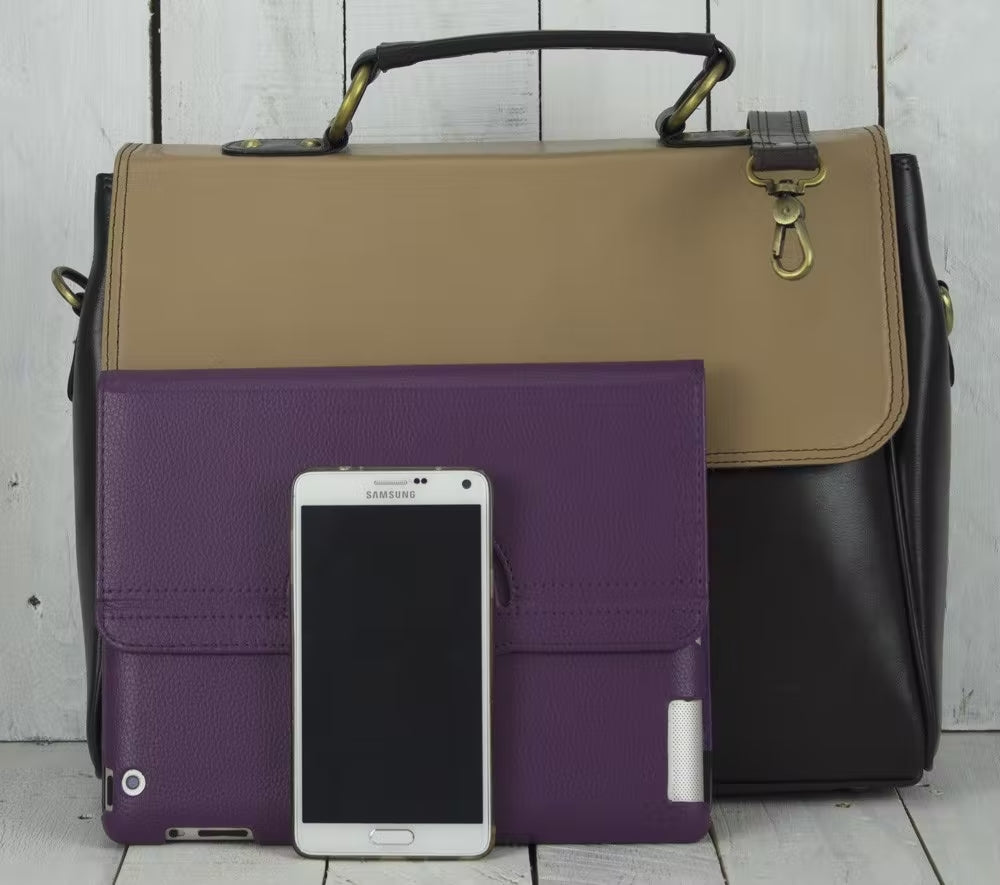 Sunsa Creations Office In Business leren Laptoptas A4 met tablet en telefoon