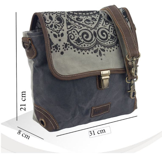 Sunsa Schoudertas Messenger Mandala grijs afmetingen