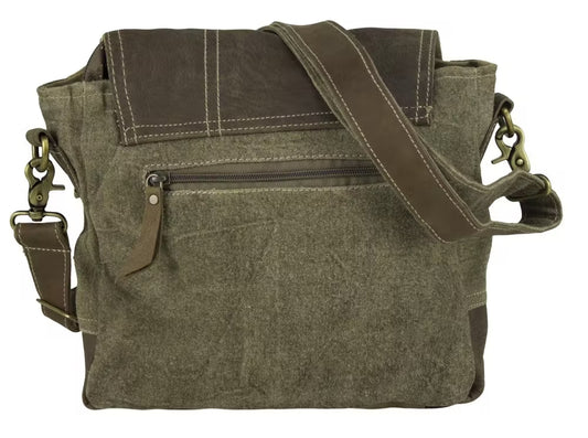 Sunsa Vintage bruine Schoudertas 1930 achteraanzicht