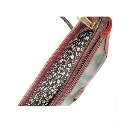 vanMauZ leren Handtas met dierenprint Vieve rood bruin binnenkant