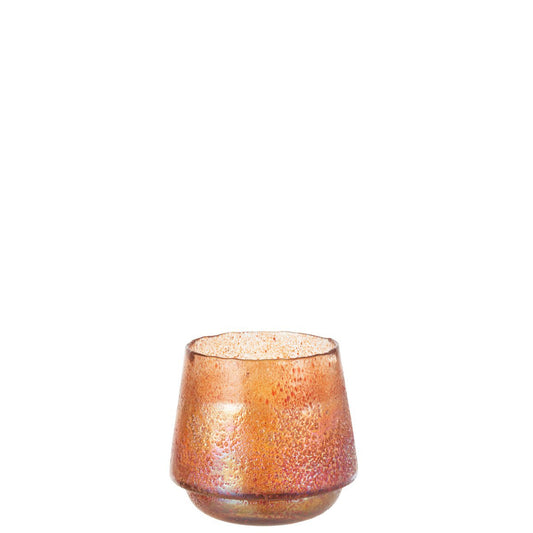 J-Line Theelichthouder Stippen Glas Oranje Large