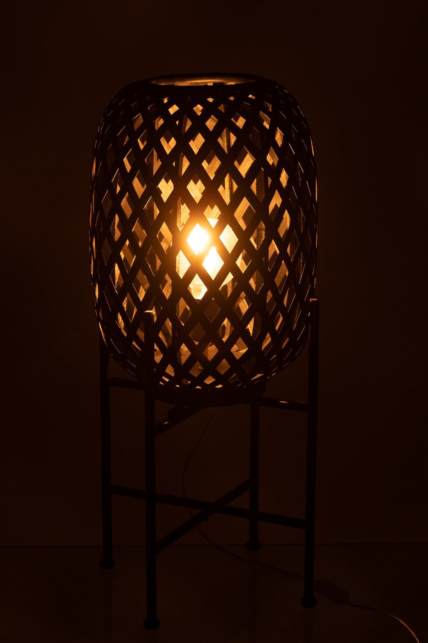 J-Line Staande Lamp Bamboe Zwart