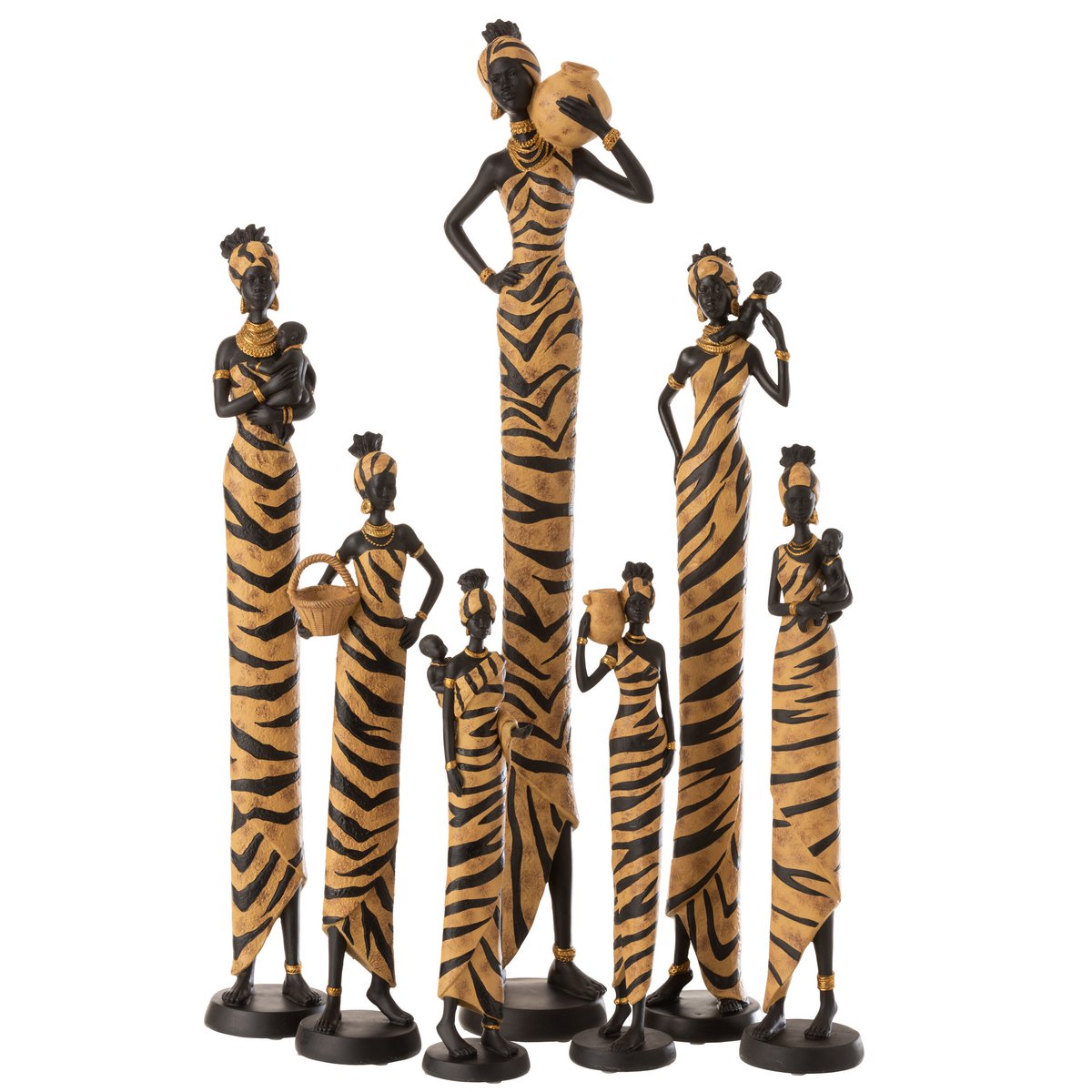 J-Line Afrikaanse Vrouw Zebra Poly Zwart/Bruin