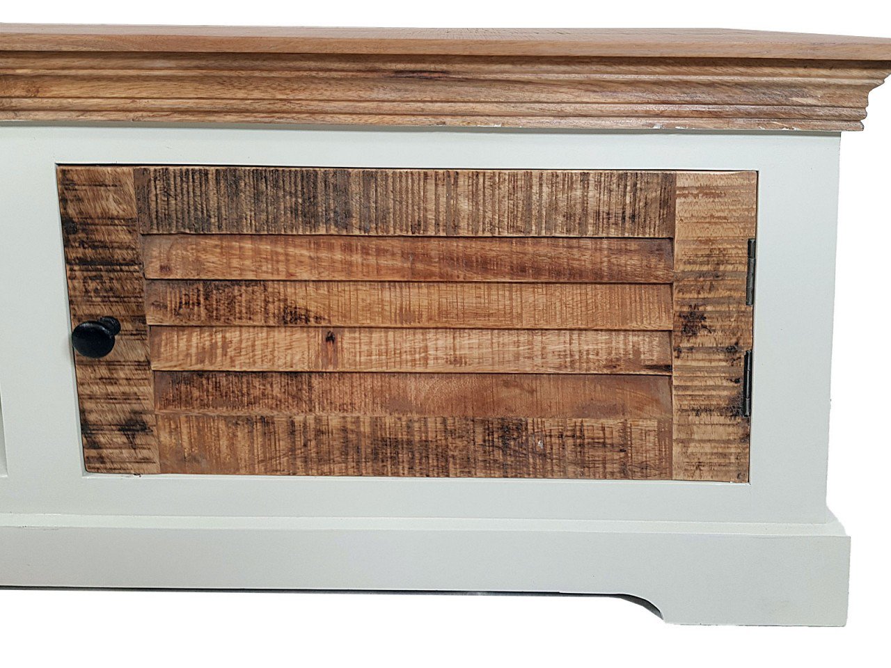 TV-lowboard TV-meubel B 114 H 45 cm massief houten TV-meubel Ibiza wit massief mangohout