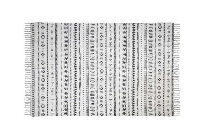 Vloerkleed - katoen - 210x150 cm - zwart/wit
