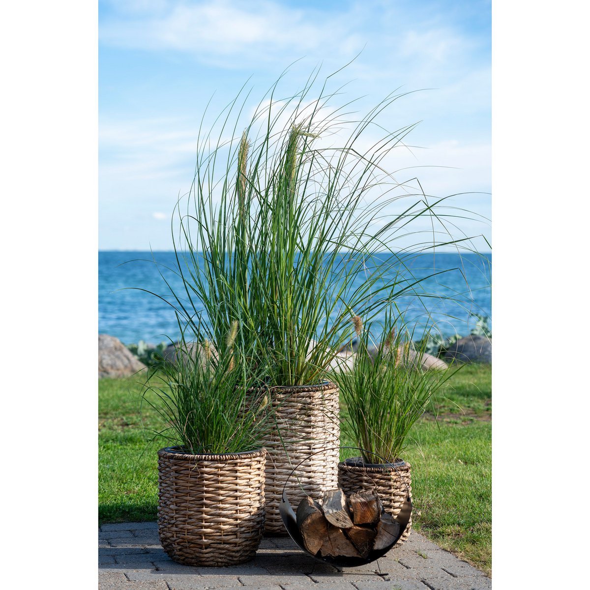 Hanoi Planter - Plantenbak, waterhyacint, rond, naturel, set van 3