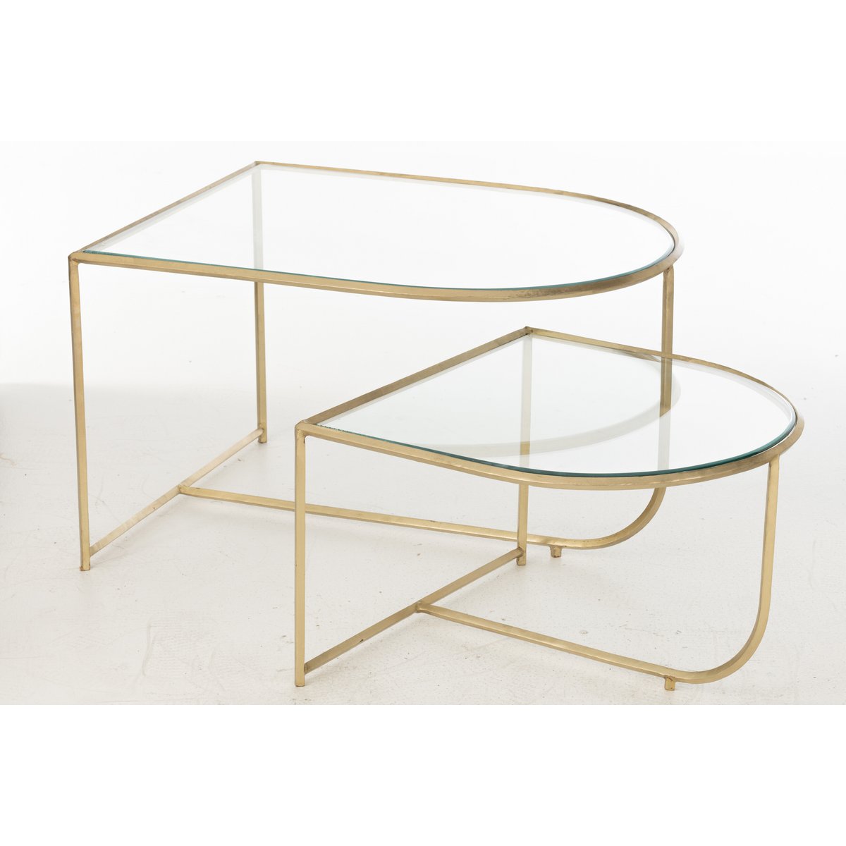 J-Line Set Van 2 Tafels Porte Metaal/Glas Goud