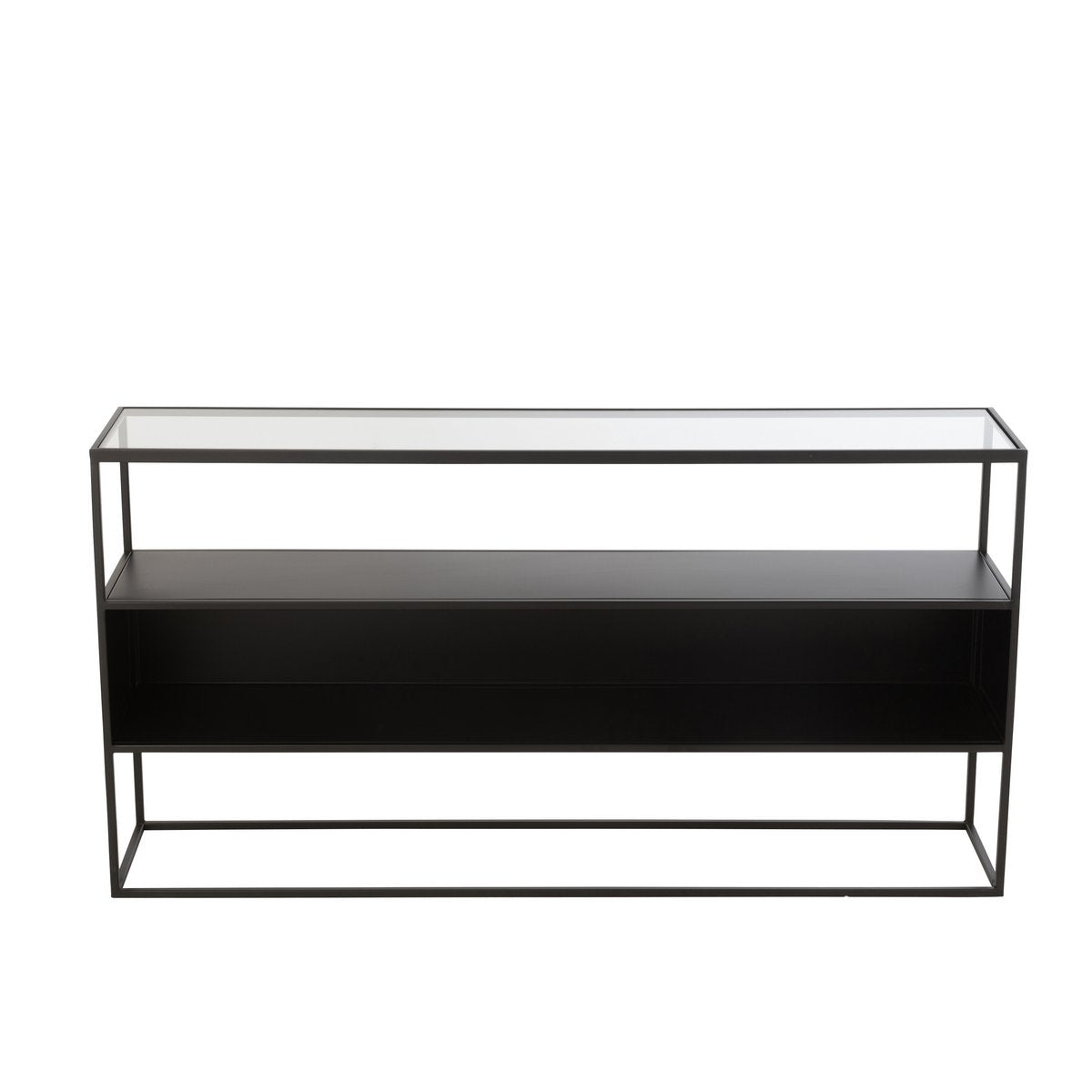 J-Line Console Vierkant Metaal/Glas Zwart