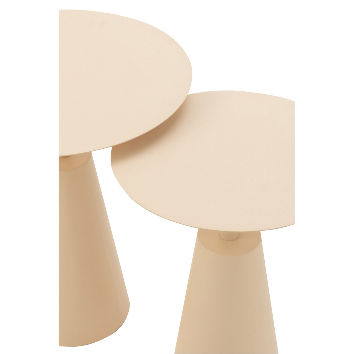 J-Line bijzettafel Rond - ijzer - beige - set van 2