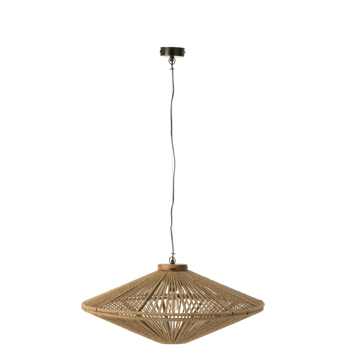 J-Line Hanglamp Ovni Ijzer/Jute Naturel Medium