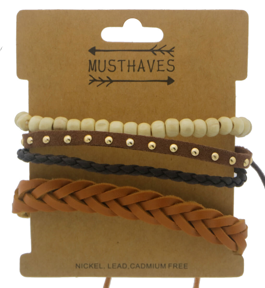 Heren Armbanden set - Natuurlijk bruin & beige - Set van 3