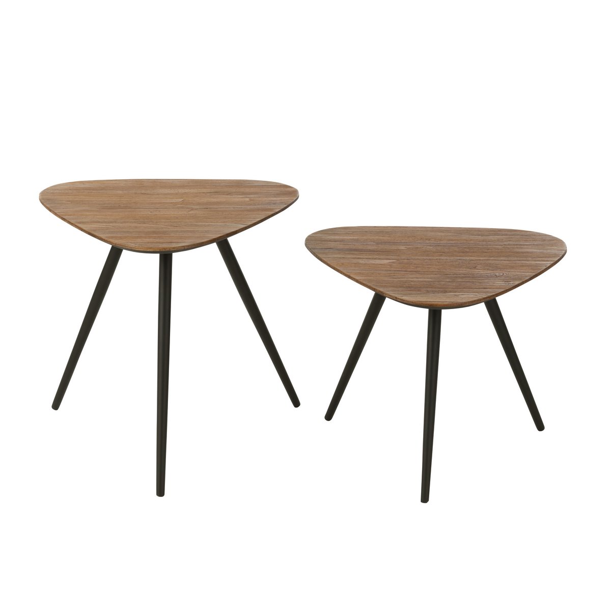 J-Line tafel Driehoek - hout/glas - naturel - 2 stuks