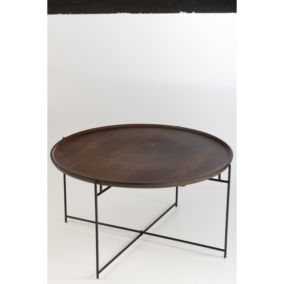 J-Line Tafel Rond Ijzer/Mangohout Bruin/Zwart