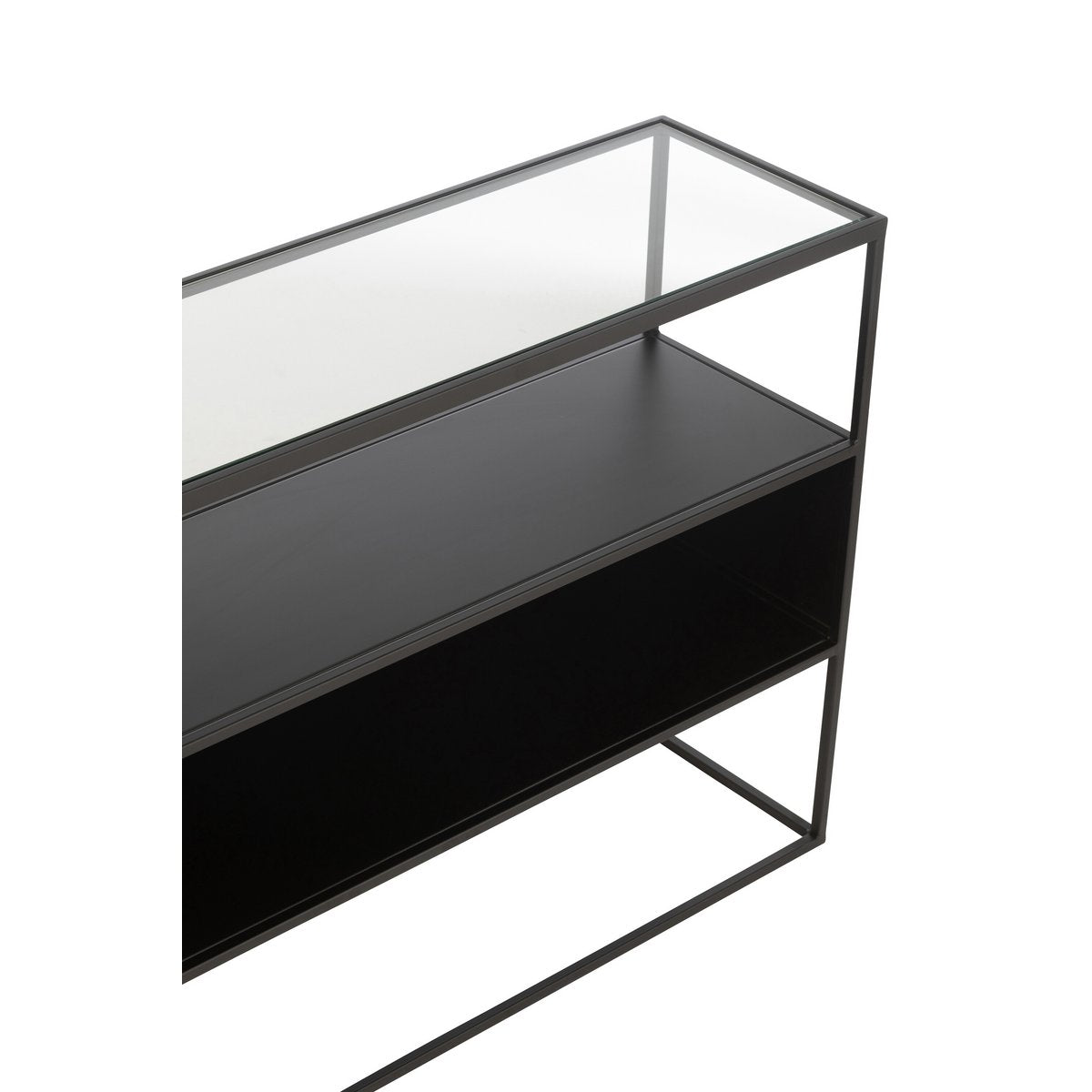 J-Line Console Vierkant Metaal/Glas Zwart