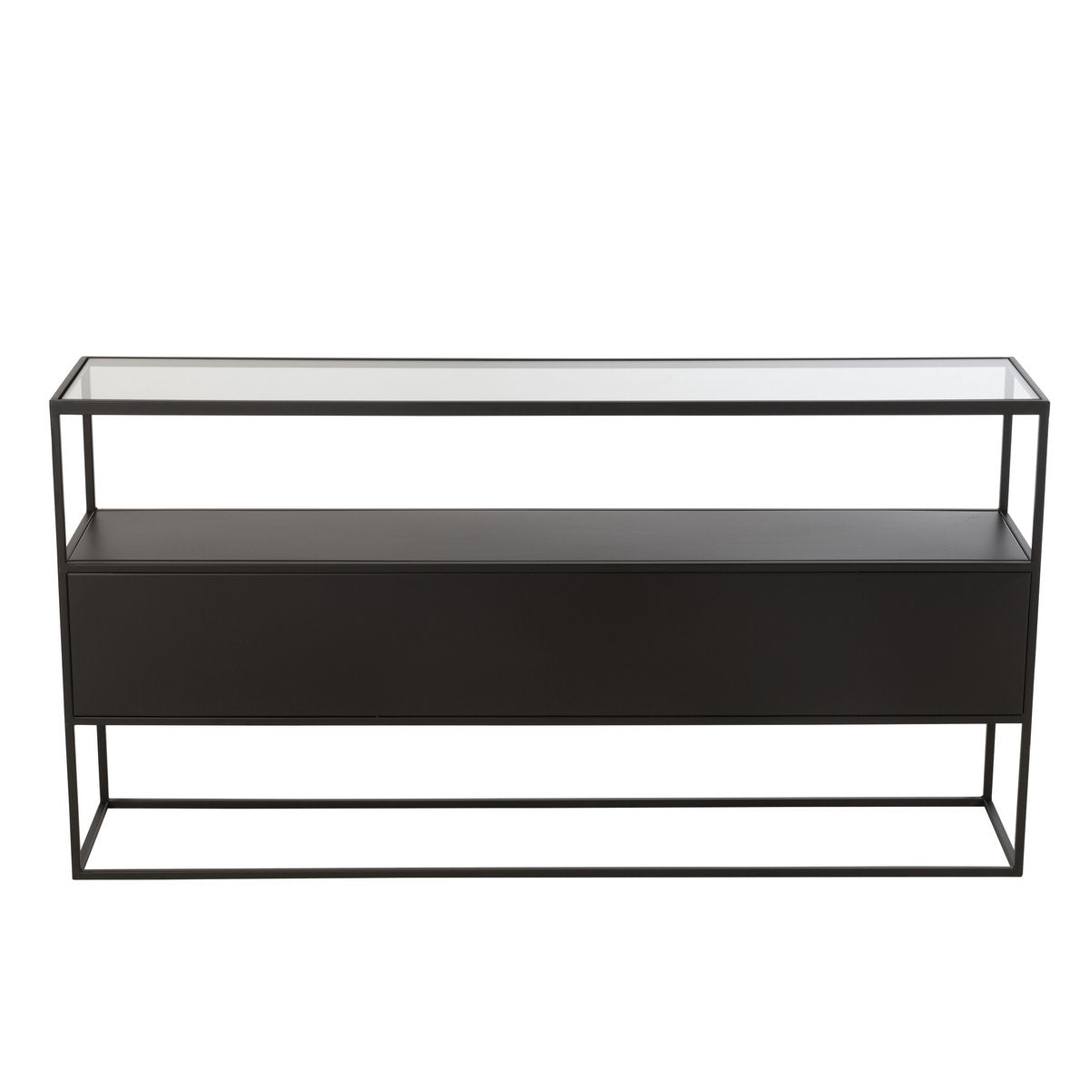 J-Line Console Vierkant Metaal/Glas Zwart