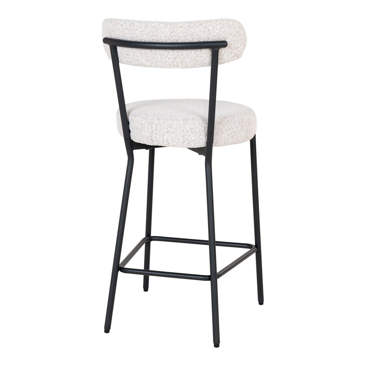 Badalona Counter Chair - Barkruk, wit bouclé met zwarte poten, HN1270