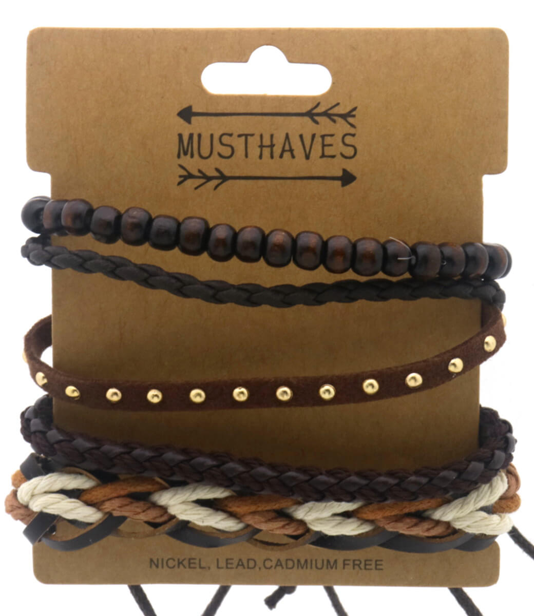 Heren Armbanden set - Natuurlijk bruin & beige