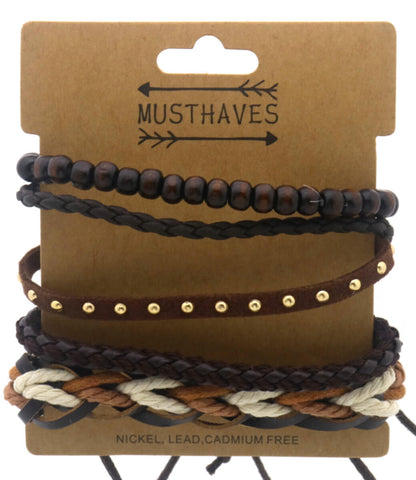 Heren Armbanden set - Natuurlijk bruin & beige