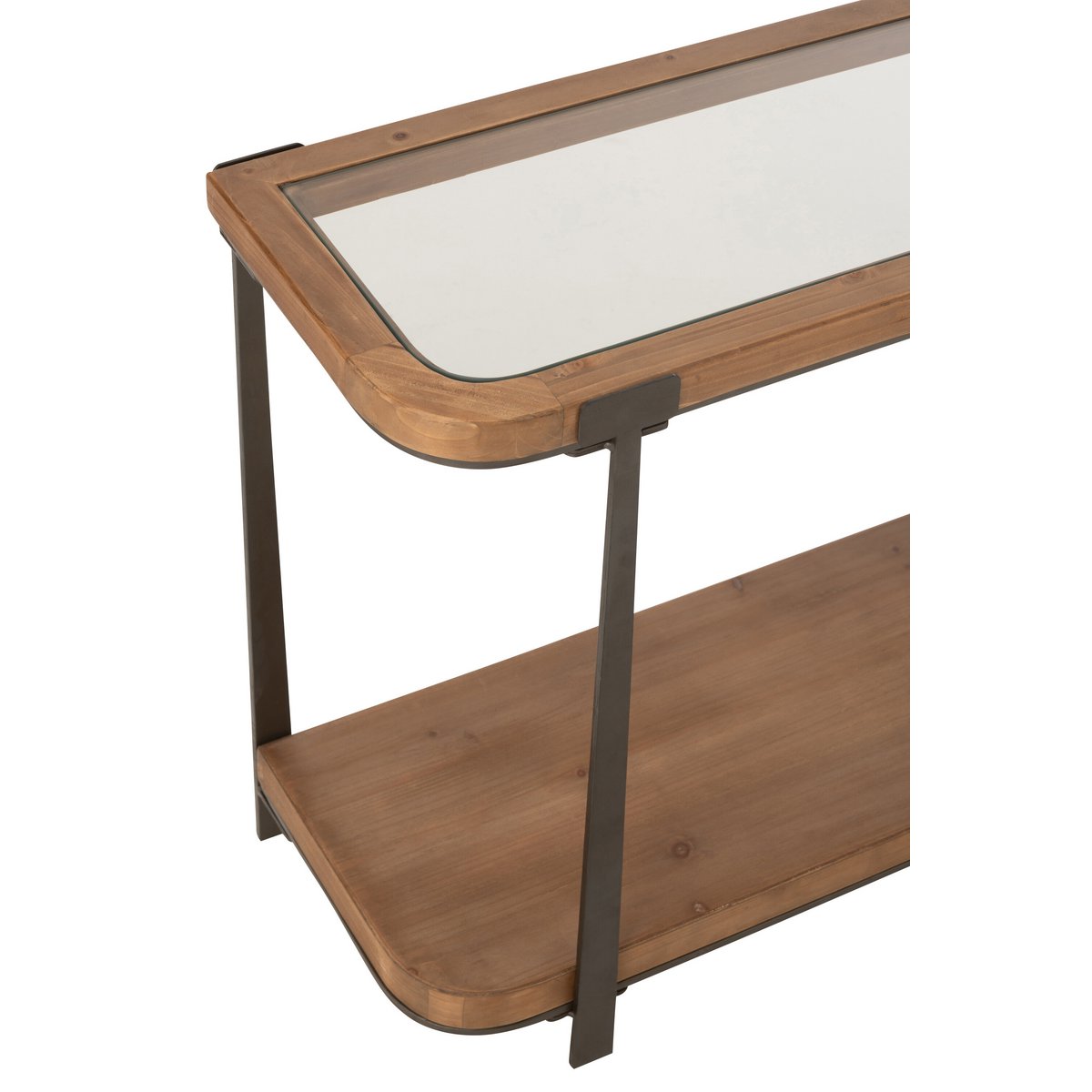 J-Line Console Spar Hout/Glas Naturel/Zwart