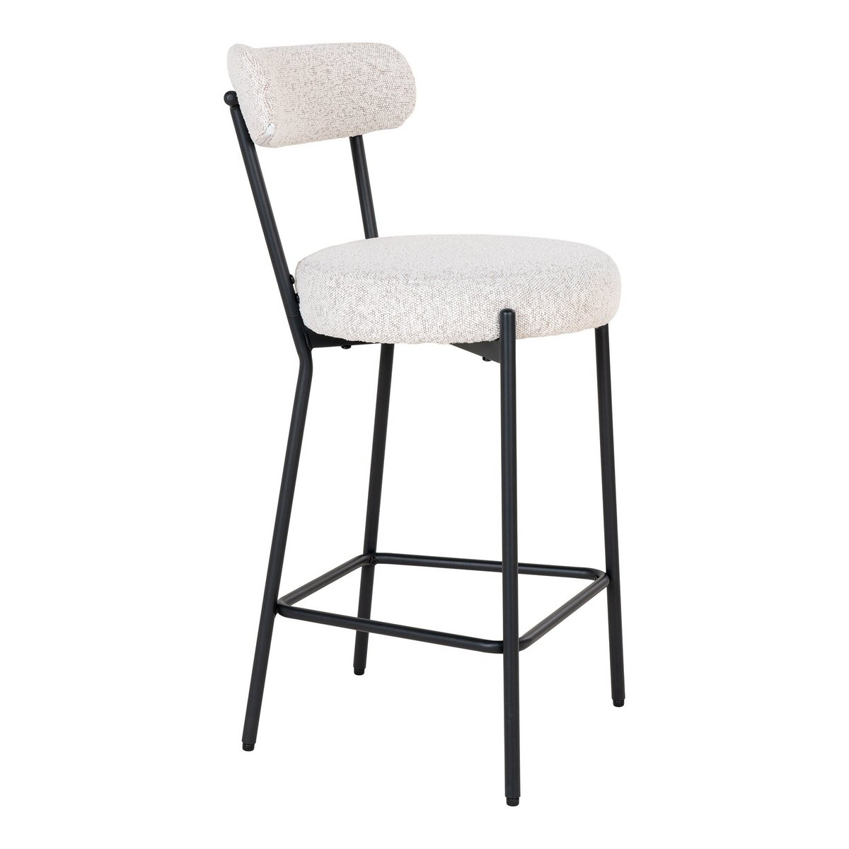 Badalona Counter Chair - Barkruk, wit bouclé met zwarte poten, HN1270