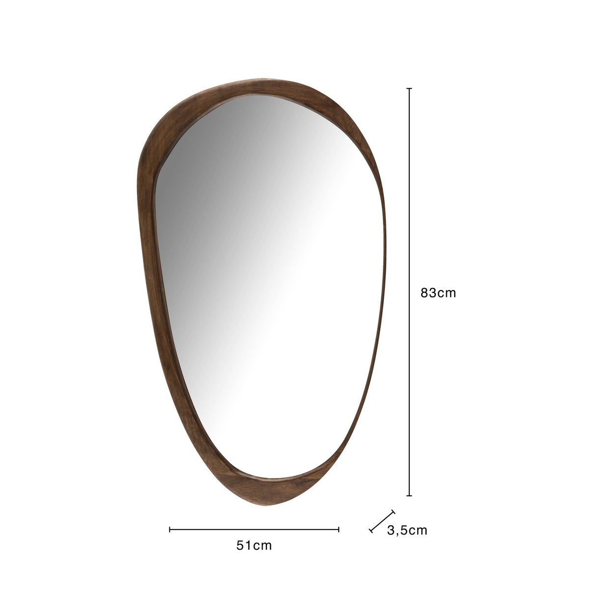 J-Line spiegel Onregelmatig - hout - donkerbruin - large