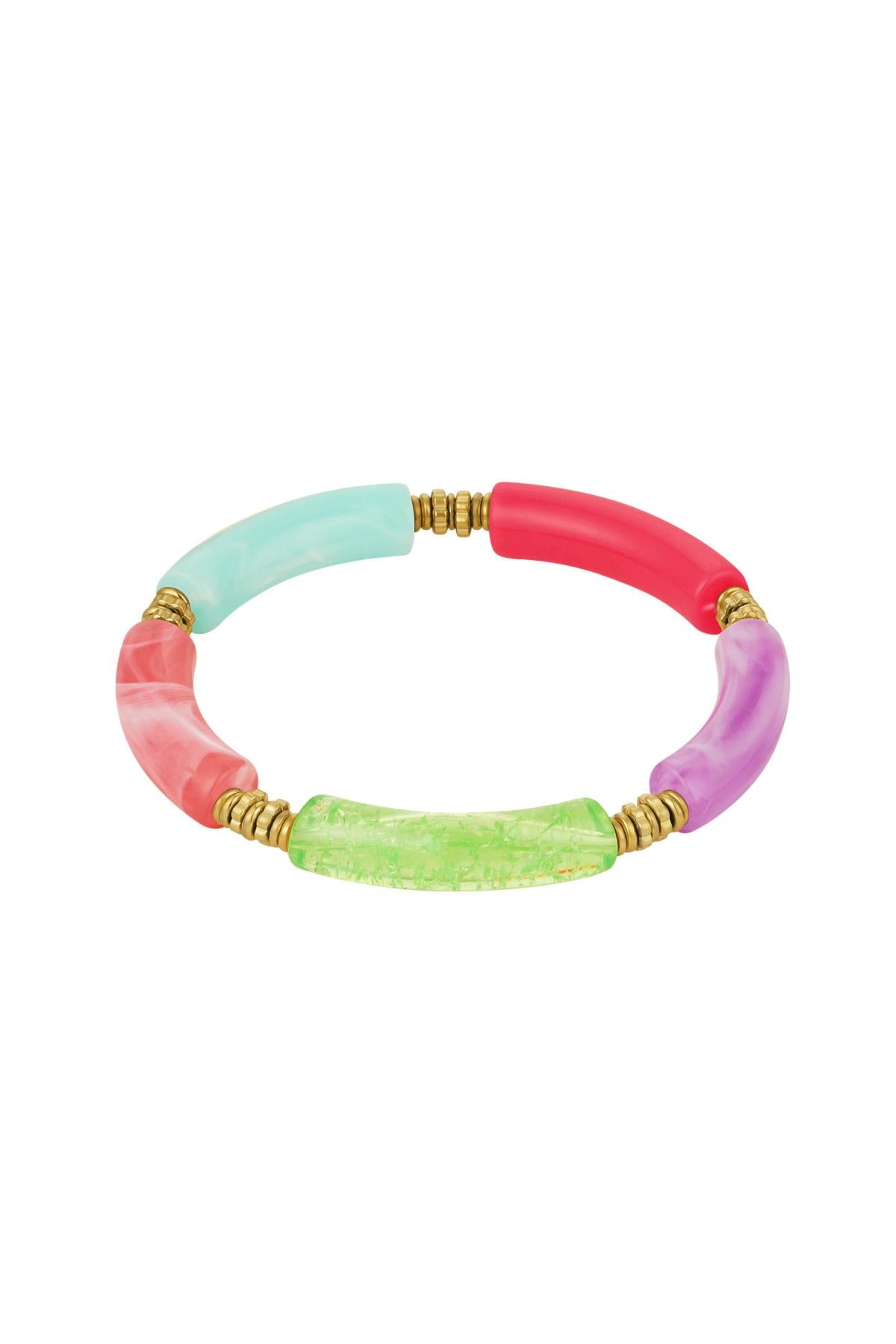 Tube armband meerkleurig groen paars roze blauw