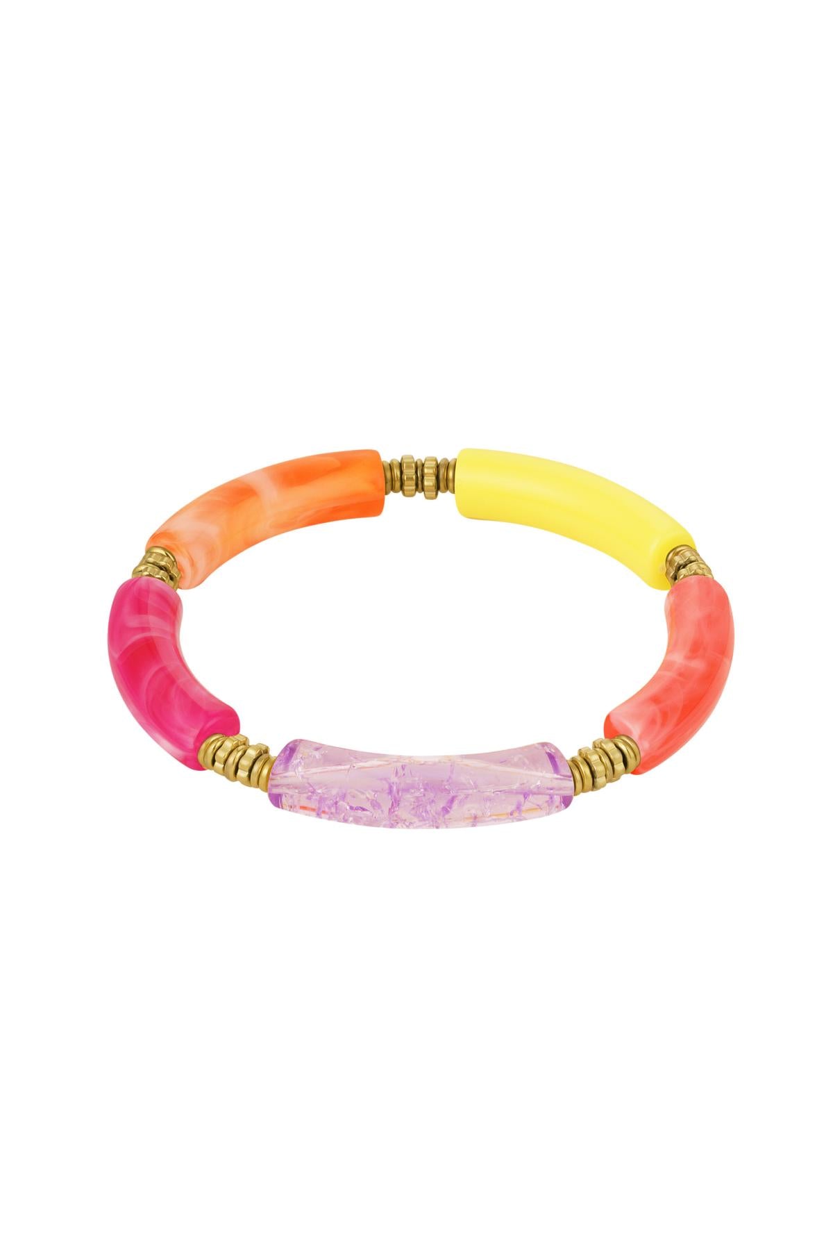 Tube armband meerkleurig paars lila roze geel oranje