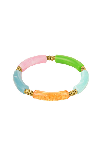 Tube armband meerkleurig groen roze blauw oranje