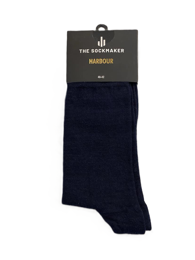 The Sockmaker Harbour Herensok Merinowol Effen Royal Navy Blauw 1 paar