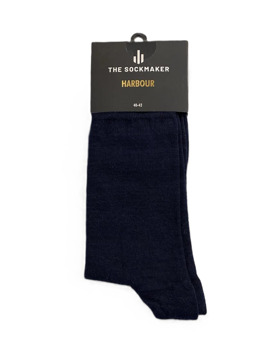 The Sockmaker Harbour Herensok Merinowol Effen Royal Navy Blauw 1 paar