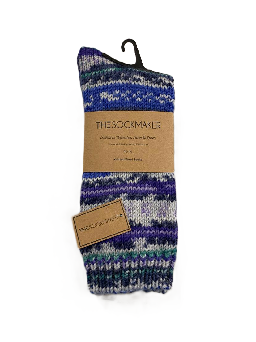 The Sockmaker Herensok Wol Gebreid Multicolor Blauw 1 paar