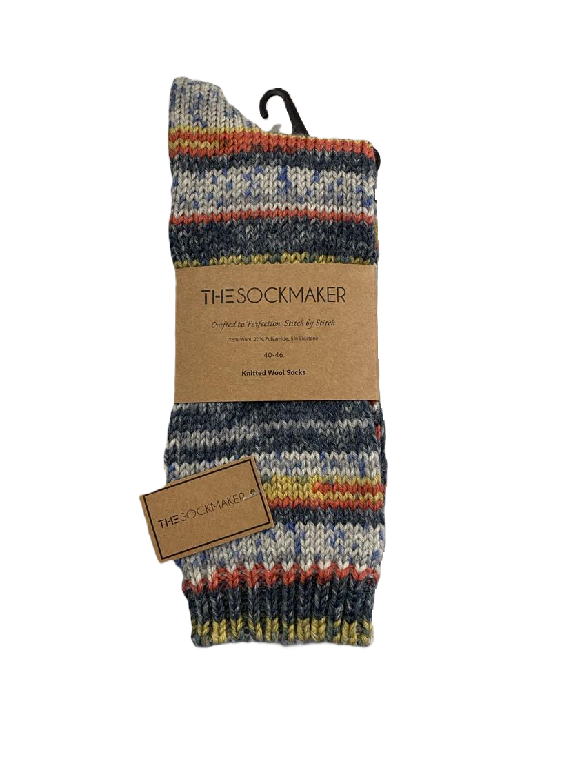 The Sockmaker Herensok Wol Gebreid Multicolor Geel 1 paar