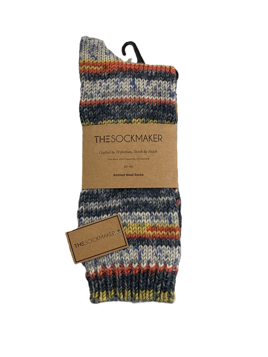 The Sockmaker Herensok Wol Gebreid Multicolor Geel 1 paar