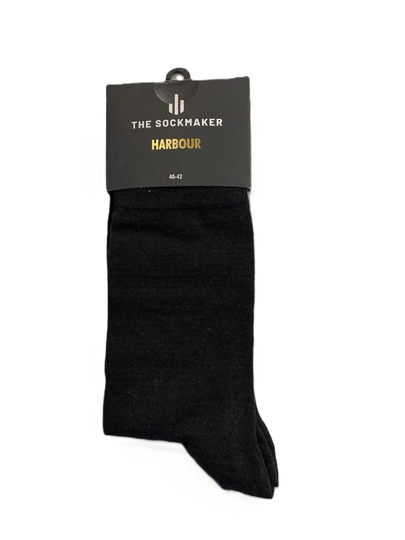 The Sockmaker Harbour Herensok Merinowol Effen Zwart 1 paar