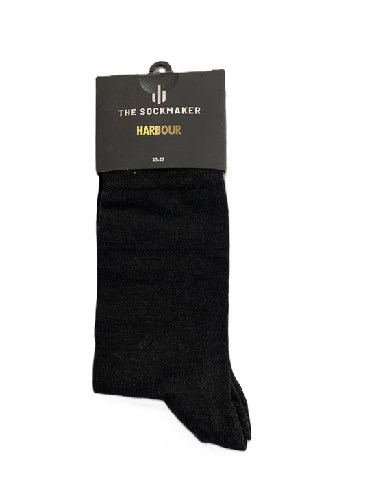 The Sockmaker Harbour Herensok Merinowol Effen Zwart 1 paar