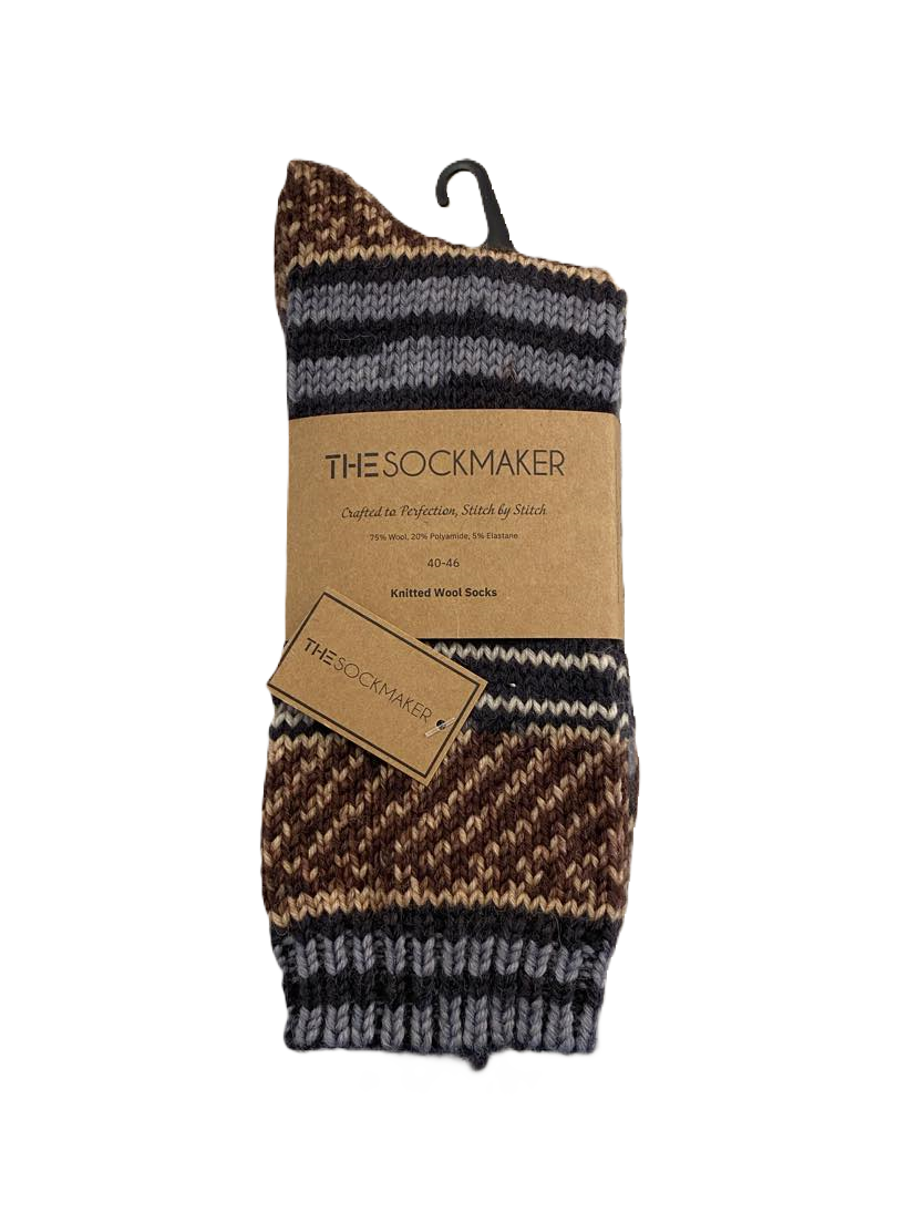 The Sockmaker Herensok Wol Gebreid Multicolor Grijs 1 paar