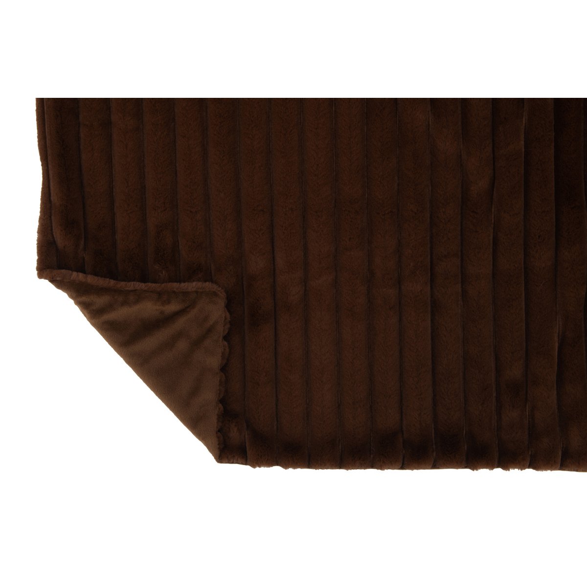 J-Line Plaid corduroy - polyester - chocolade - 180 x 130 cm